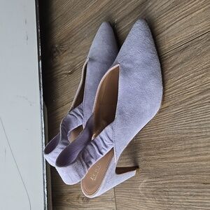 Lewit Marta Suede Slingback Pointed Toe Heels